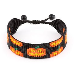 Handmade Beaded Pumpkin Bracelet – Adjustable Halloween & Fall Jewelry