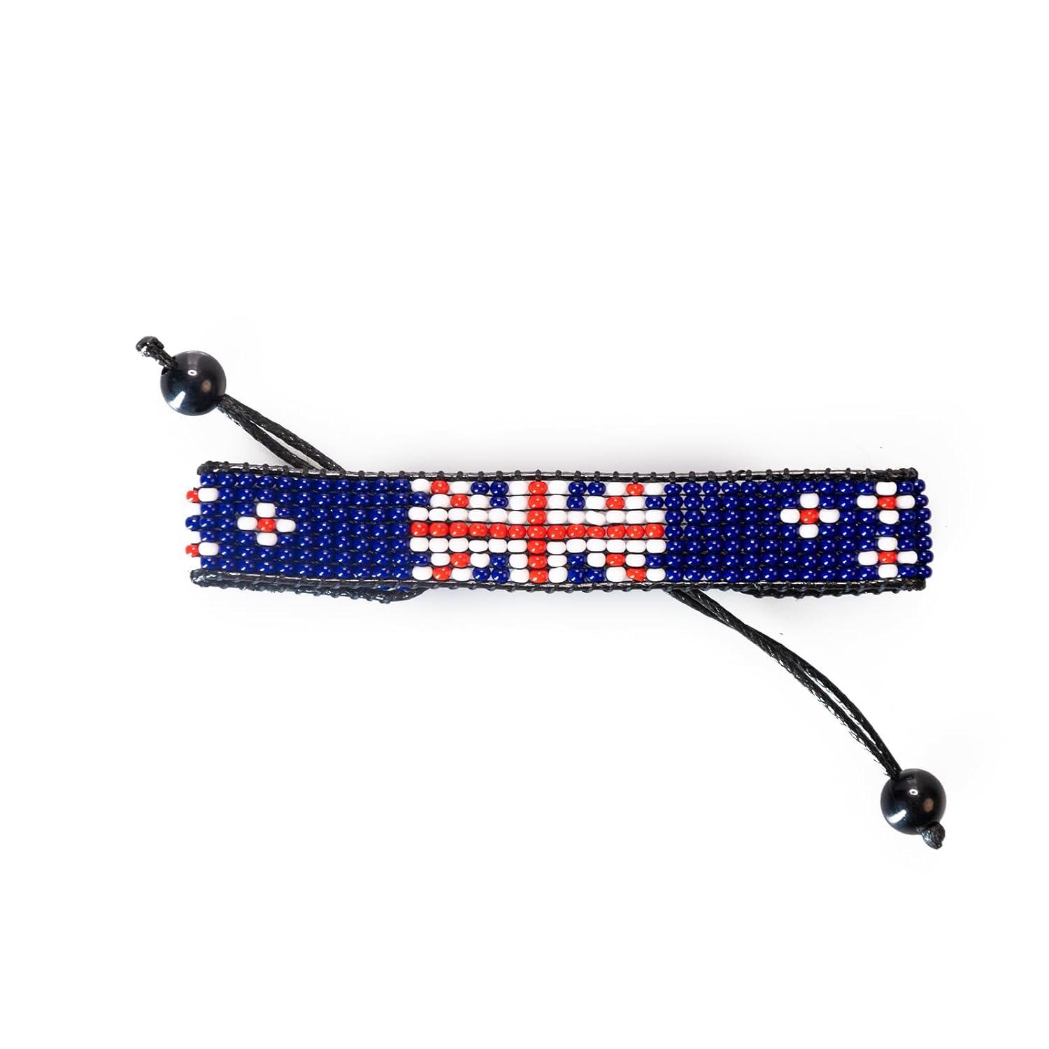 New Zealand Flag Bracelet: Handmade, Adjustable Beaded Boho-Style Bracelet with Patriotic Design