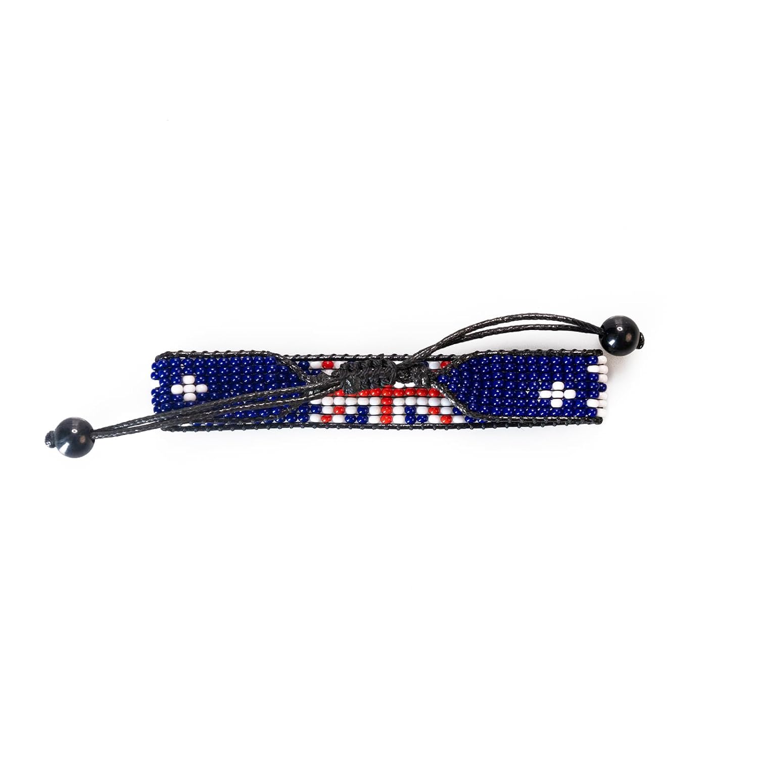 New Zealand Flag Bracelet: Handmade, Adjustable Beaded Boho-Style Bracelet with Patriotic Design