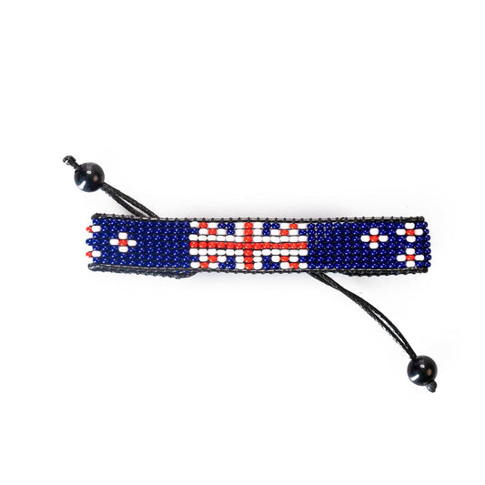 New Zealand Flag Bracelet: Handmade Bracelet, Adjustable Beaded Boho-Style Rope Bracelet with Patriotic Design