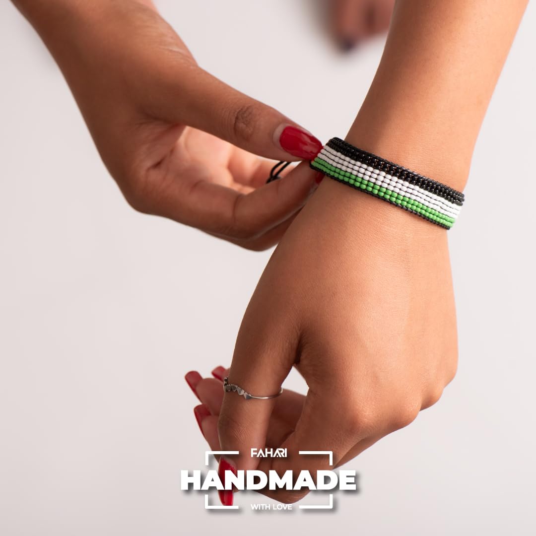 Palestine Flag Bracelet: Handcrafted Adjustable, Unisex  Bohemian Design