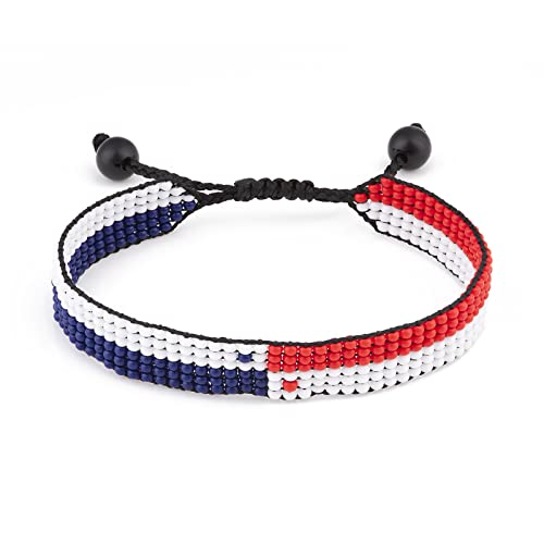 Panama Flag Bracelet: Handmade Bracelet, Adjustable Beaded Boho-Style Rope Bangle with Patriotic Design