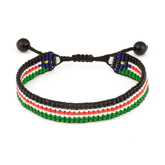 South Sudan Flag Bracelet: Handmade Bracelet, Adjustable Beaded Boho-Style Rope Bangle with Patriotic Design