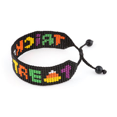 Handmade Beaded “Trick or Treat” Bracelet – Adjustable Halloween Jewelry